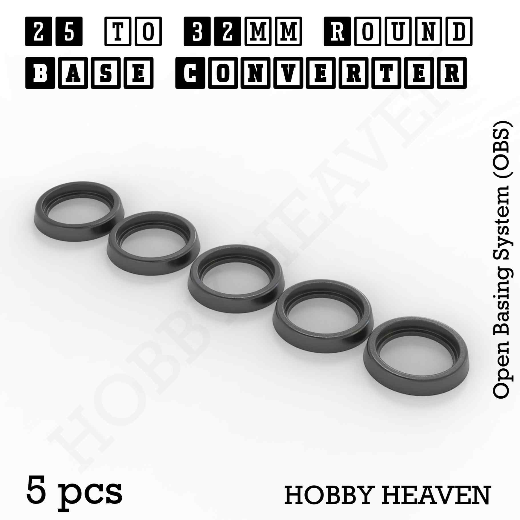 Base 25 to 32mm round bases Converters x5 pcs Round Bases Size Converters Round to Round 3d Print Full Range