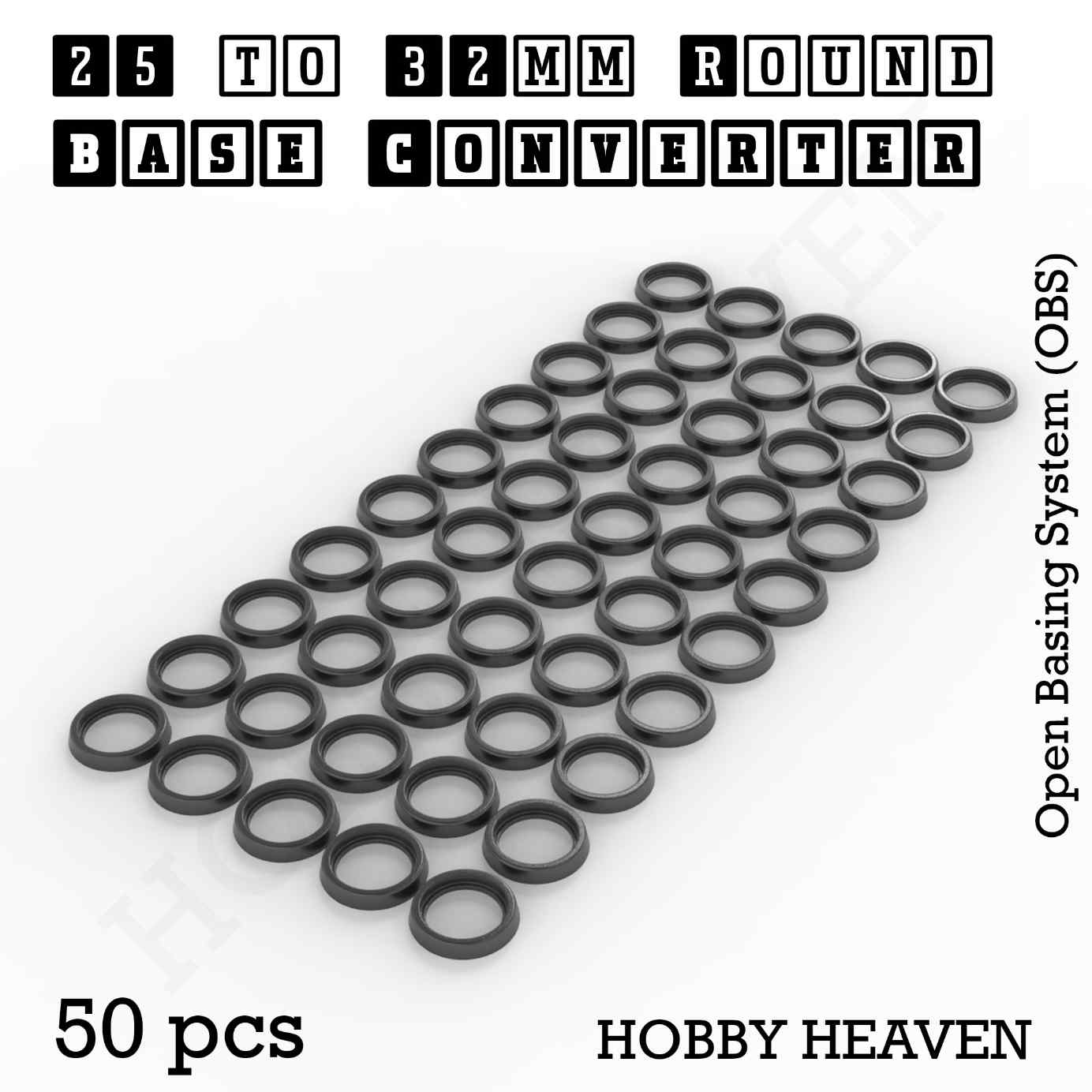Base 25 to 32mm round bases Converters x50 pcs Round Bases Size Converters Round to Round 3d Print Full Range