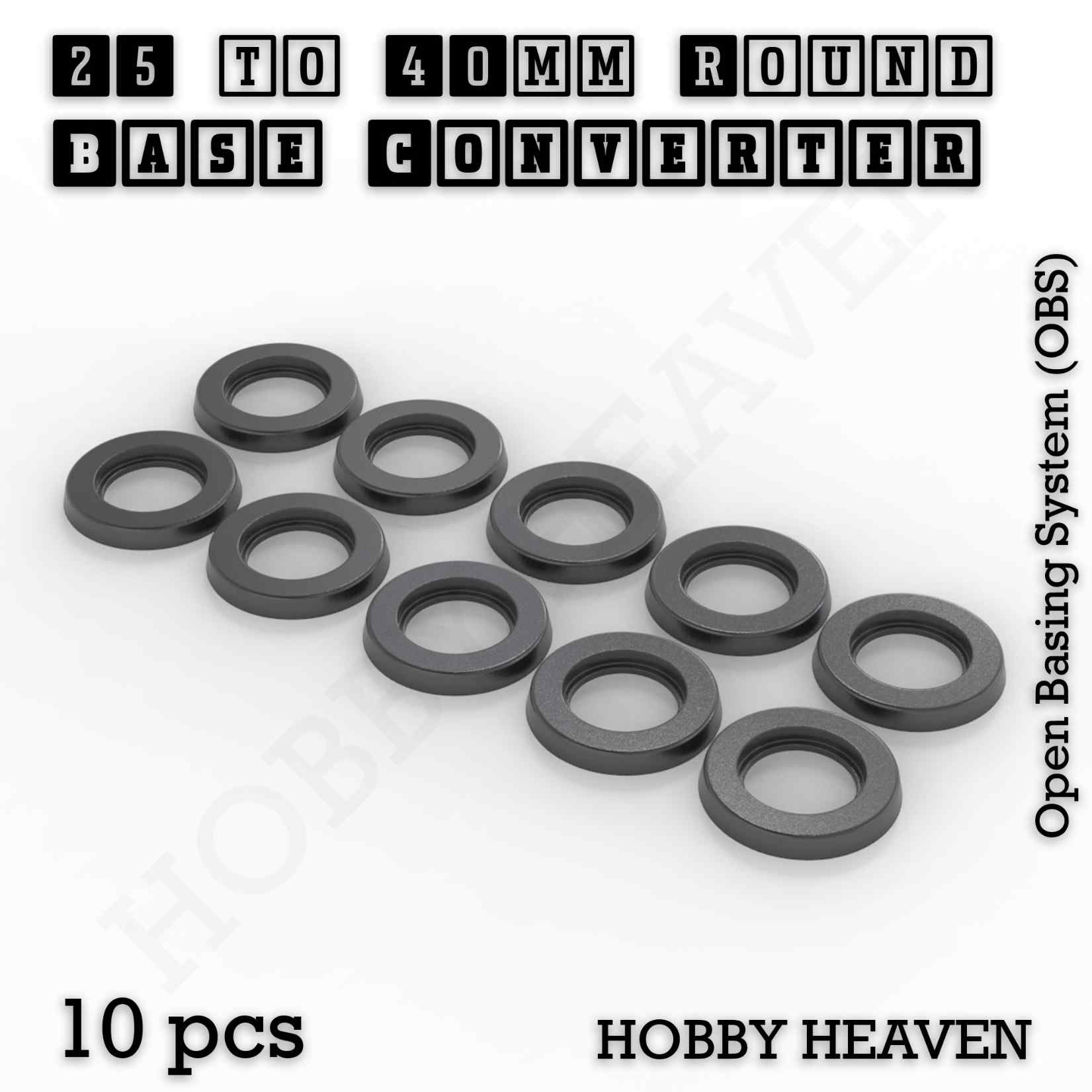 Base 25 to 40mm round bases Converters x10 pcs Round Bases Size Converters Round to Round 3d Print Full Range