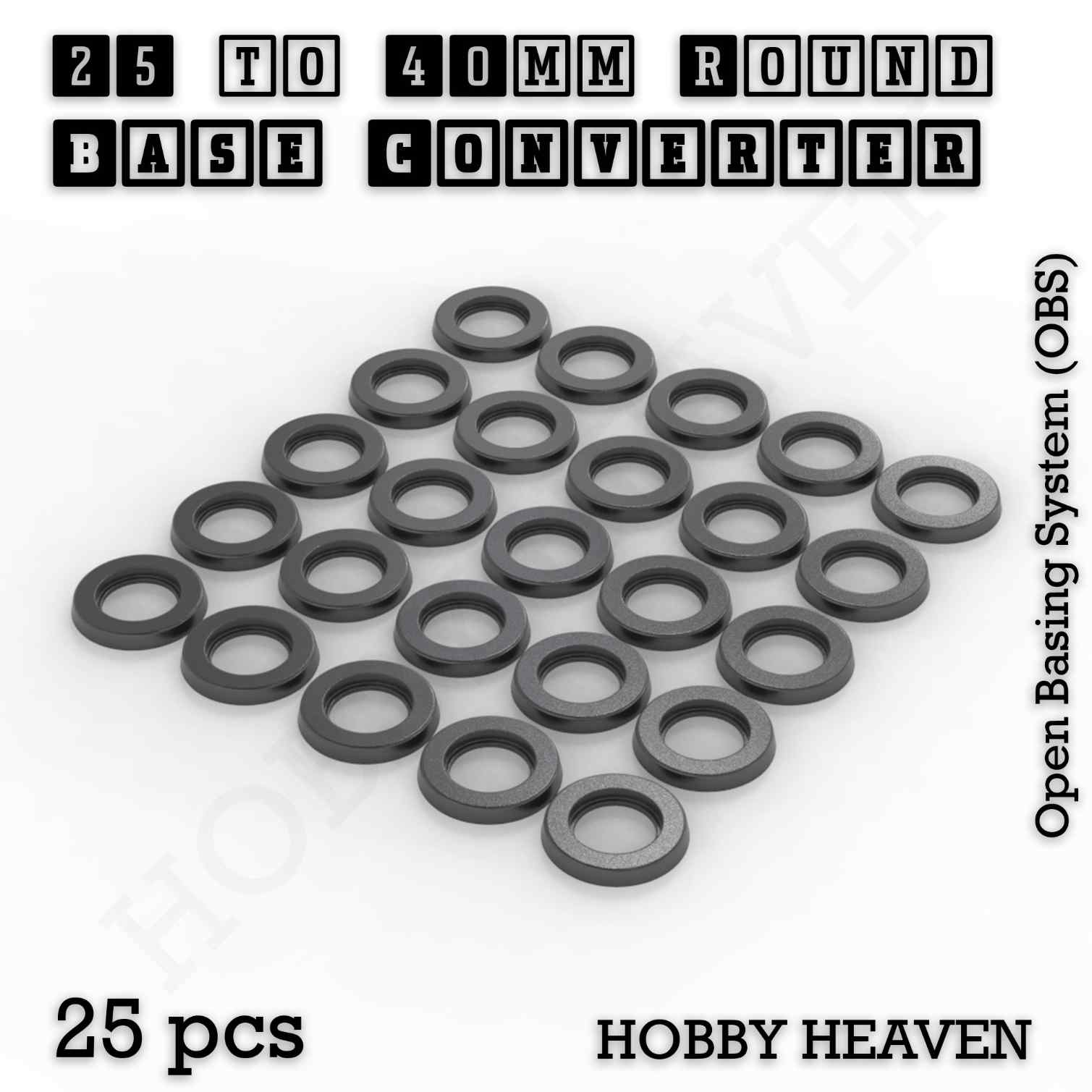 Base 25 to 40mm round bases Converters x25 pcs Round Bases Size Converters Round to Round 3d Print Full Range