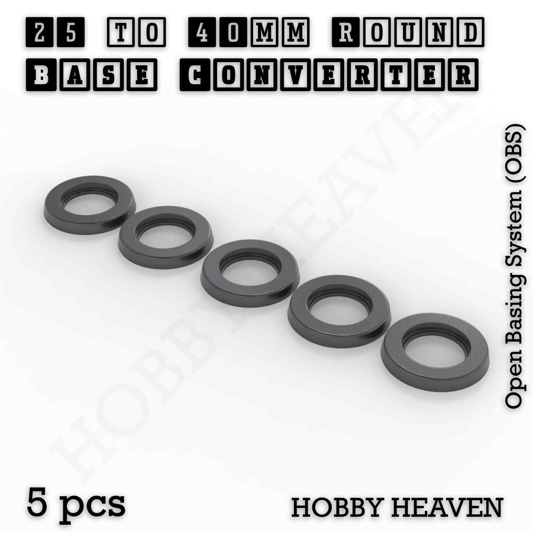 Base 25 to 40mm round bases Converters x5 pcs Round Bases Size Converters Round to Round 3d Print Full Range