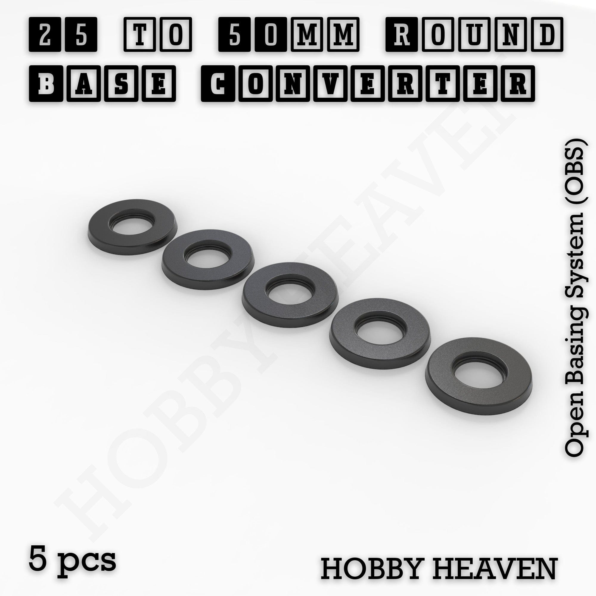 Base 25 to 50mm round bases Converters x5 pcs Round Bases Size Converters Round to Round 3d Print Full Range