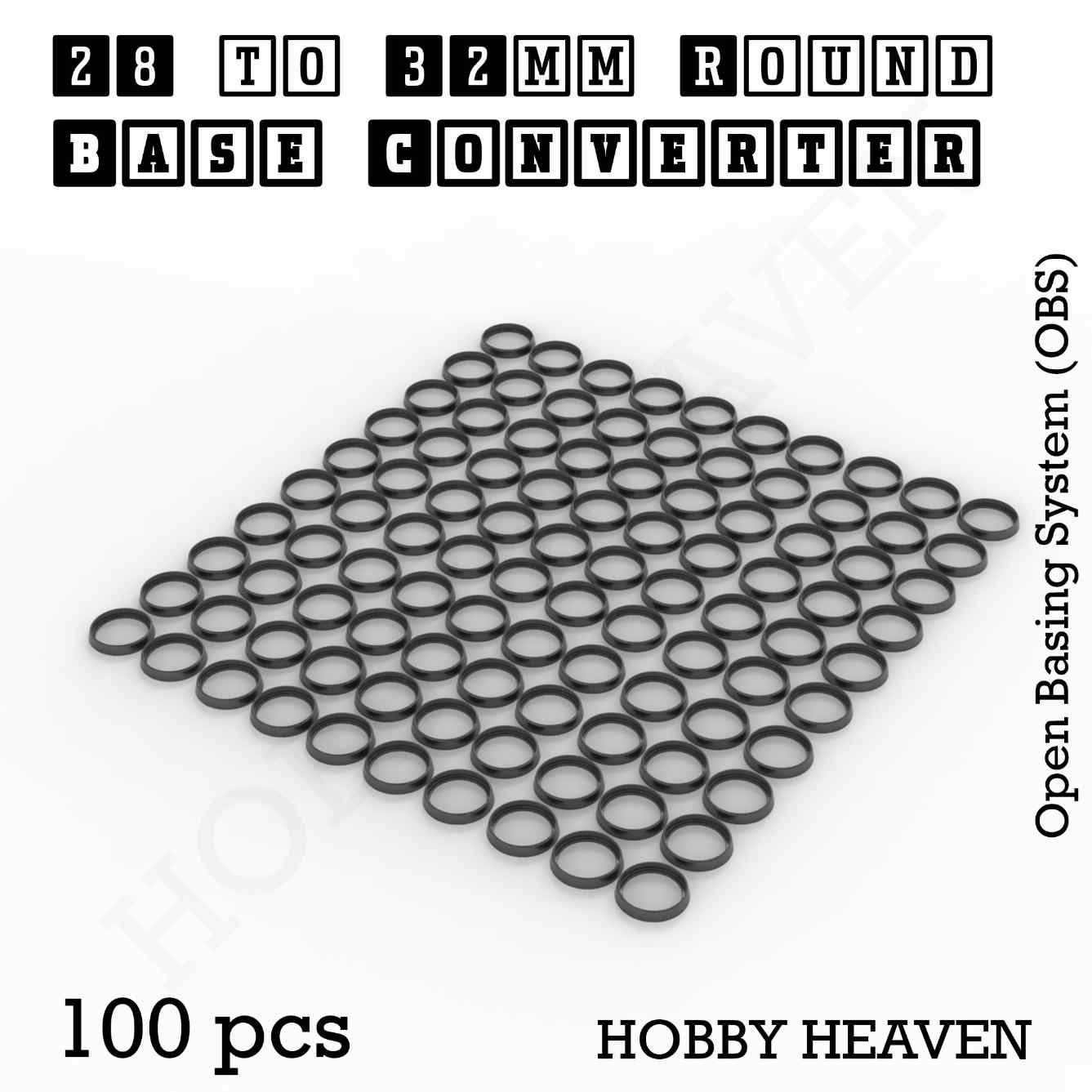 Base 28 to 32mm round bases Converters x100 pcs Round Bases Size Converters Round to Round 3d Print Full Range