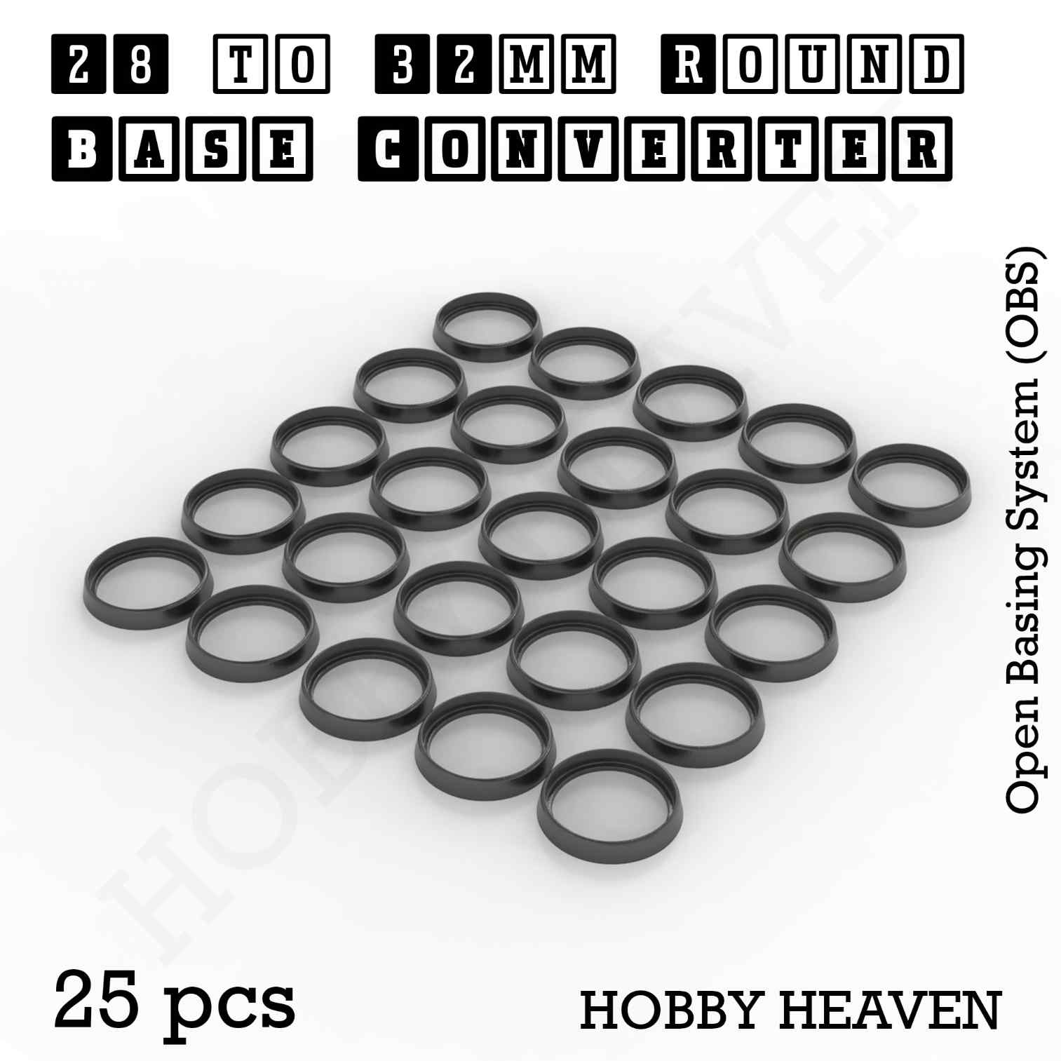 Base 28 to 32mm round bases Converters x25 pcs Round Bases Size Converters Round to Round 3d Print Full Range