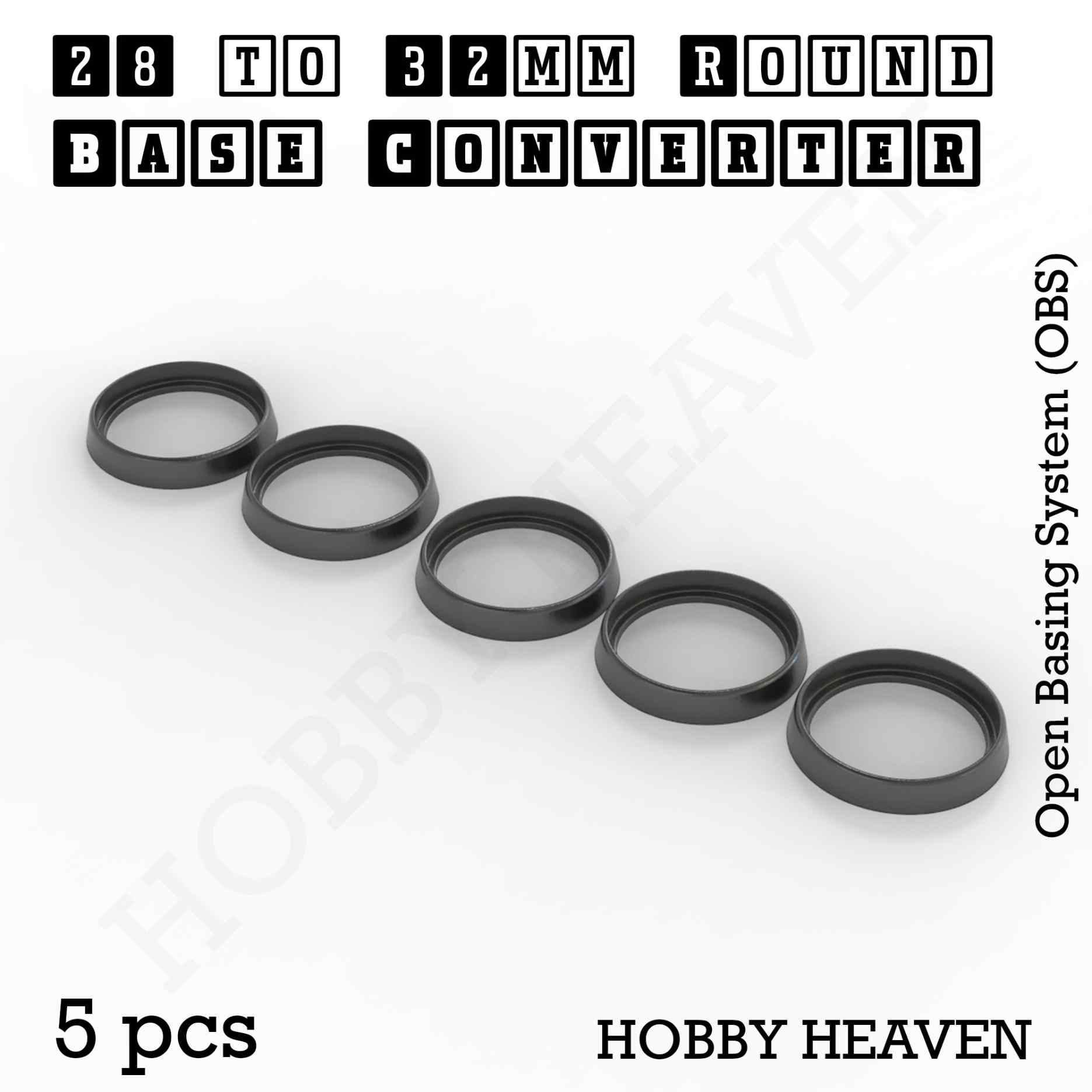 Base 28 to 32mm round bases Converters x5 pcs Round Bases Size Converters Round to Round 3d Print Full Range