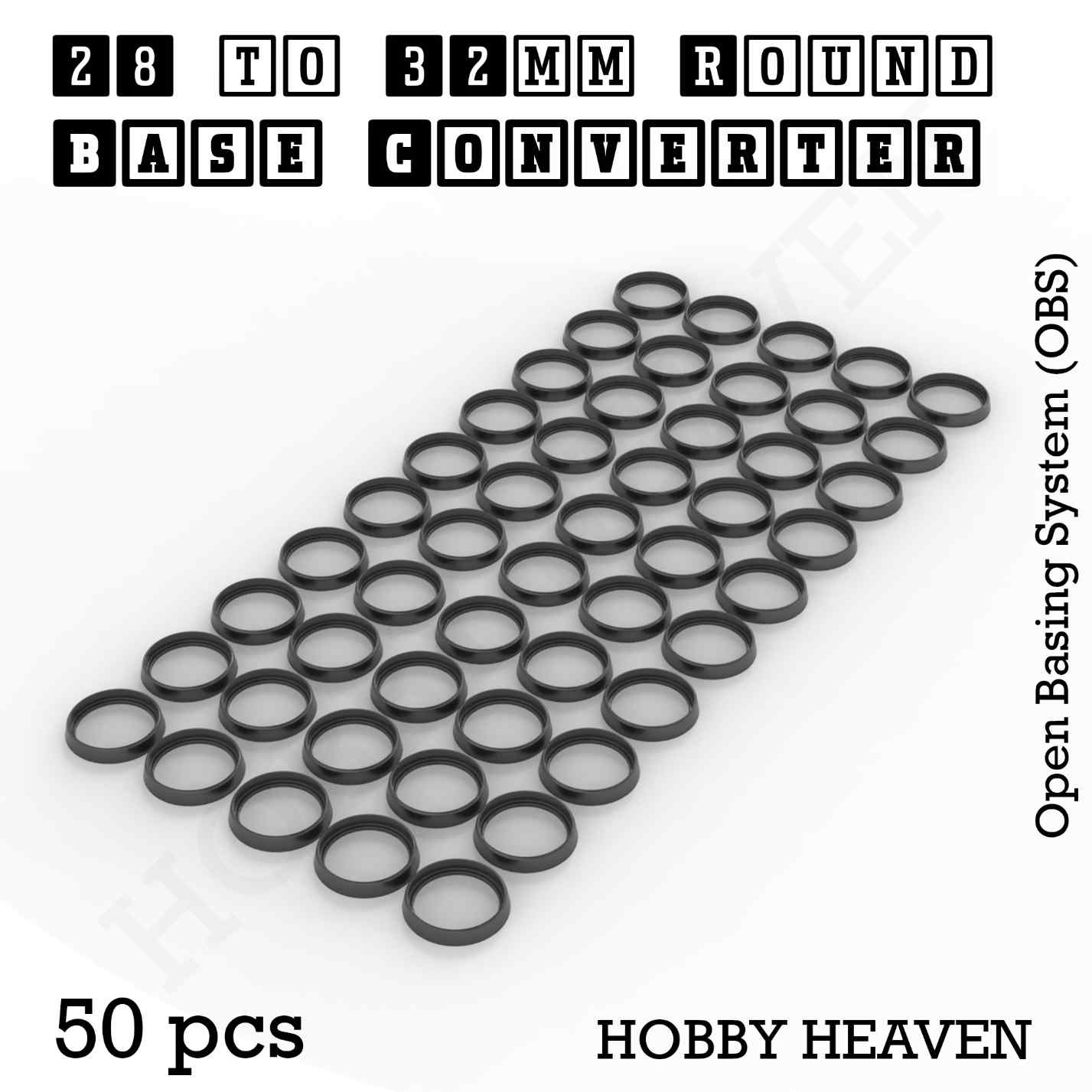 Base 28 to 32mm round bases Converters x50 pcs Round Bases Size Converters Round to Round 3d Print Full Range