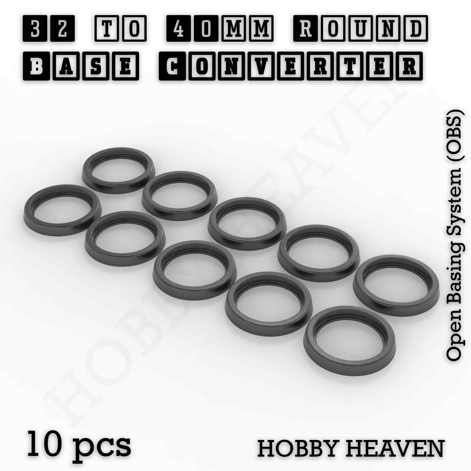 Base 32 to 40mm round bases Converters x10 pcs Round Bases Size Converters Round to Round 3d Print Full Range