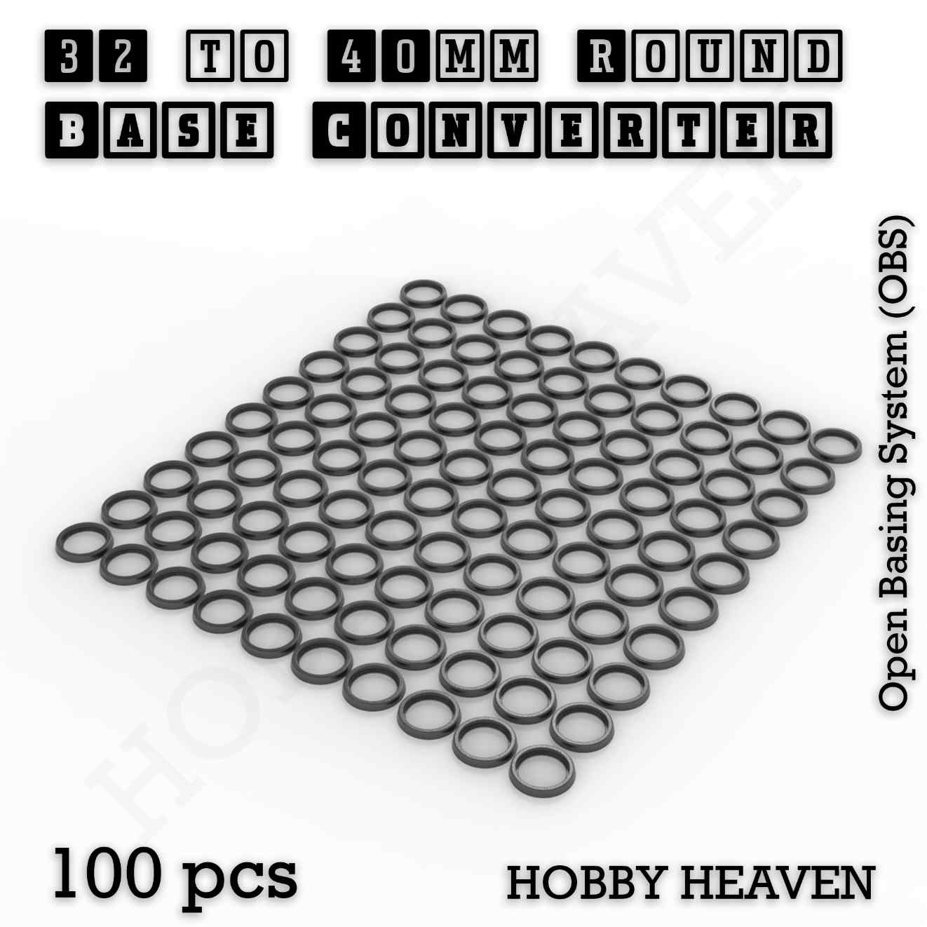 Base 32 to 40mm round bases Converters x100 pcs Round Bases Size Converters Round to Round 3d Print Full Range