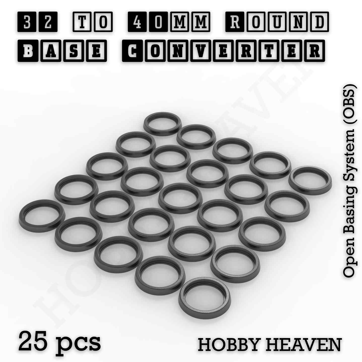 Base 32 to 40mm round bases Converters x25 pcs Round Bases Size Converters Round to Round 3d Print Full Range