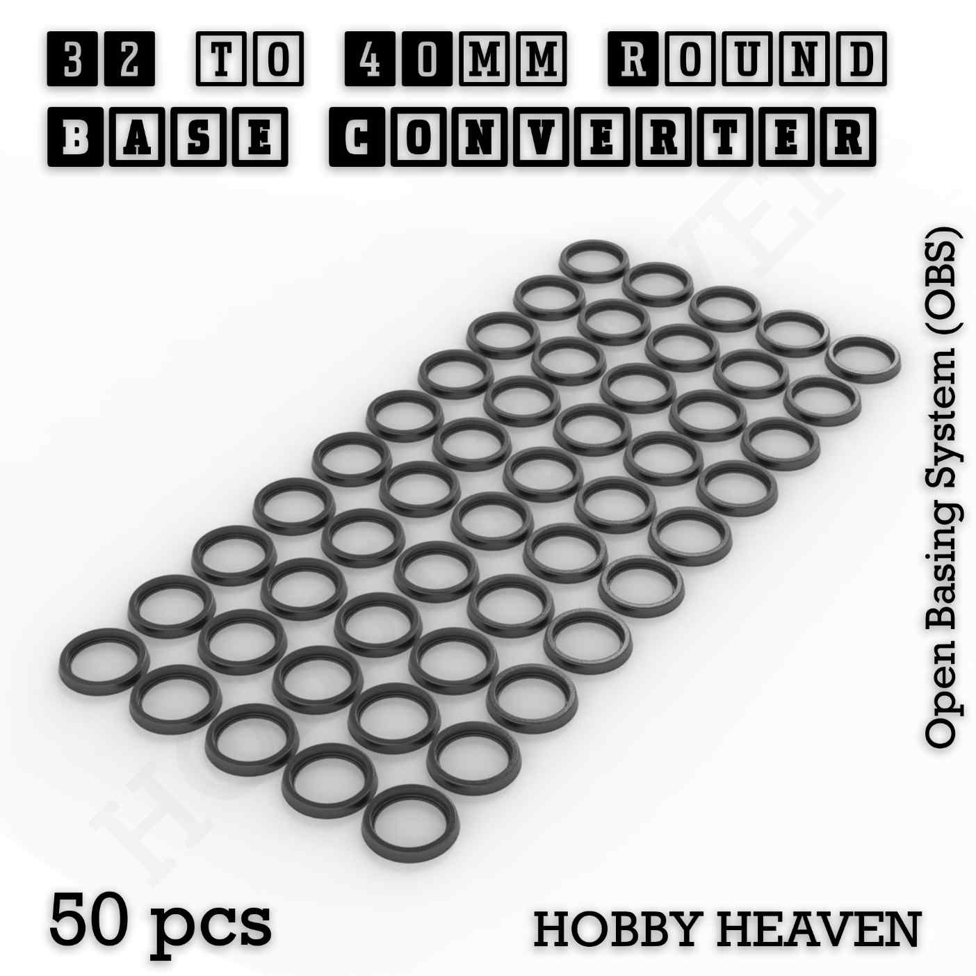 Base 32 to 40mm round bases Converters x50 pcs Round Bases Size Converters Round to Round 3d Print Full Range