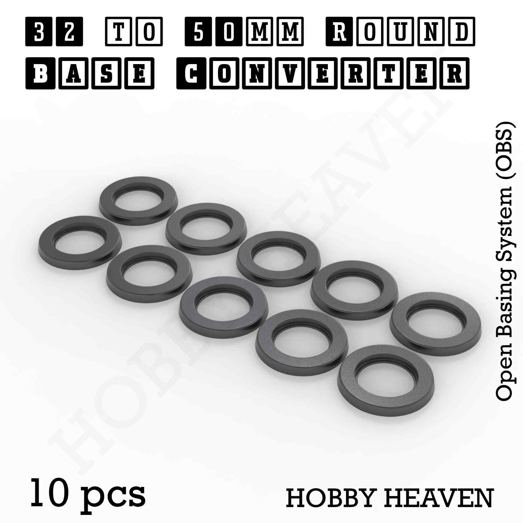 Base 32 to 50mm round bases Converters x10 pcs Round Bases Size Converters Round to Round 3d Print Full Range