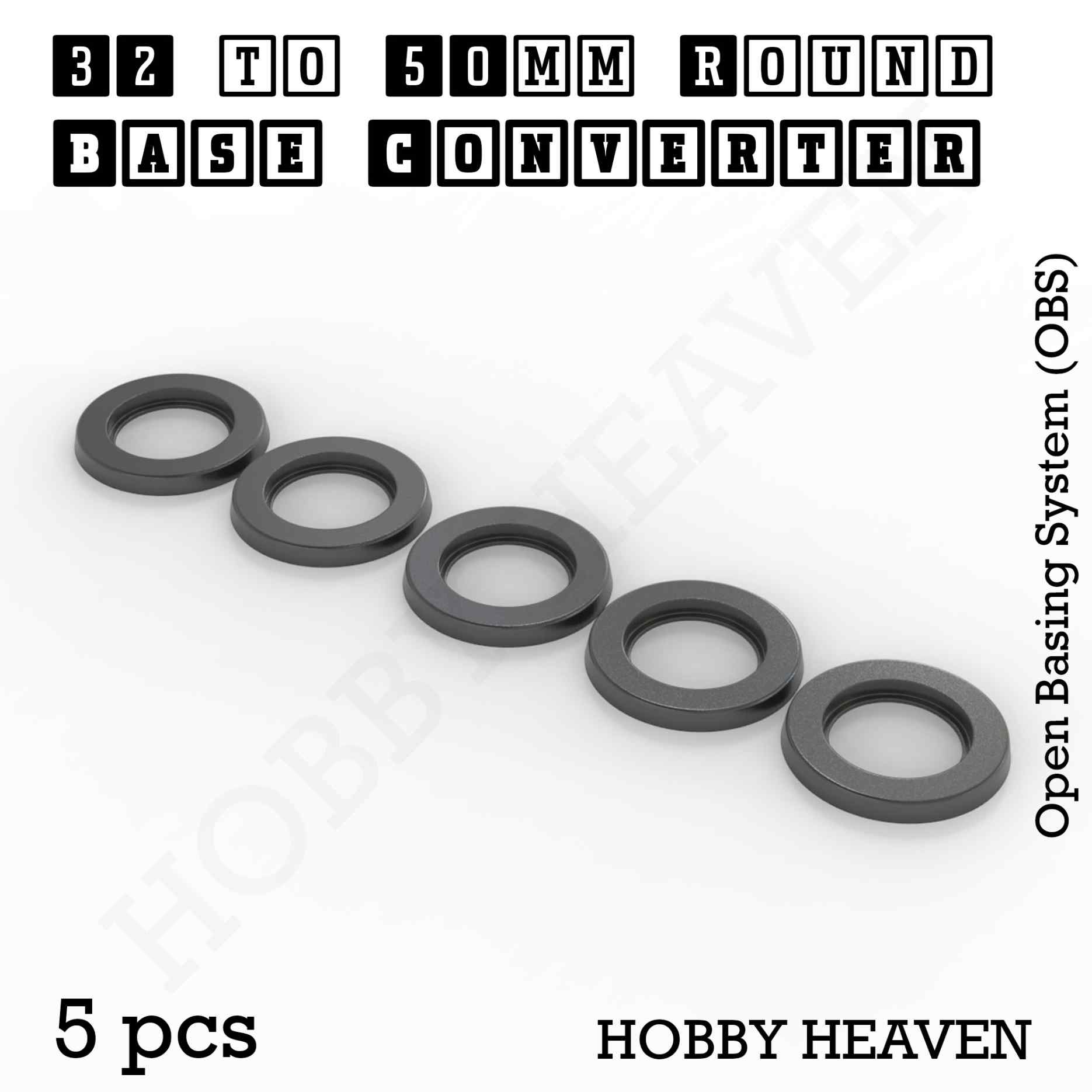 Base 32 to 50mm round bases Converters x5 pcs Round Bases Size Converters Round to Round 3d Print Full Range