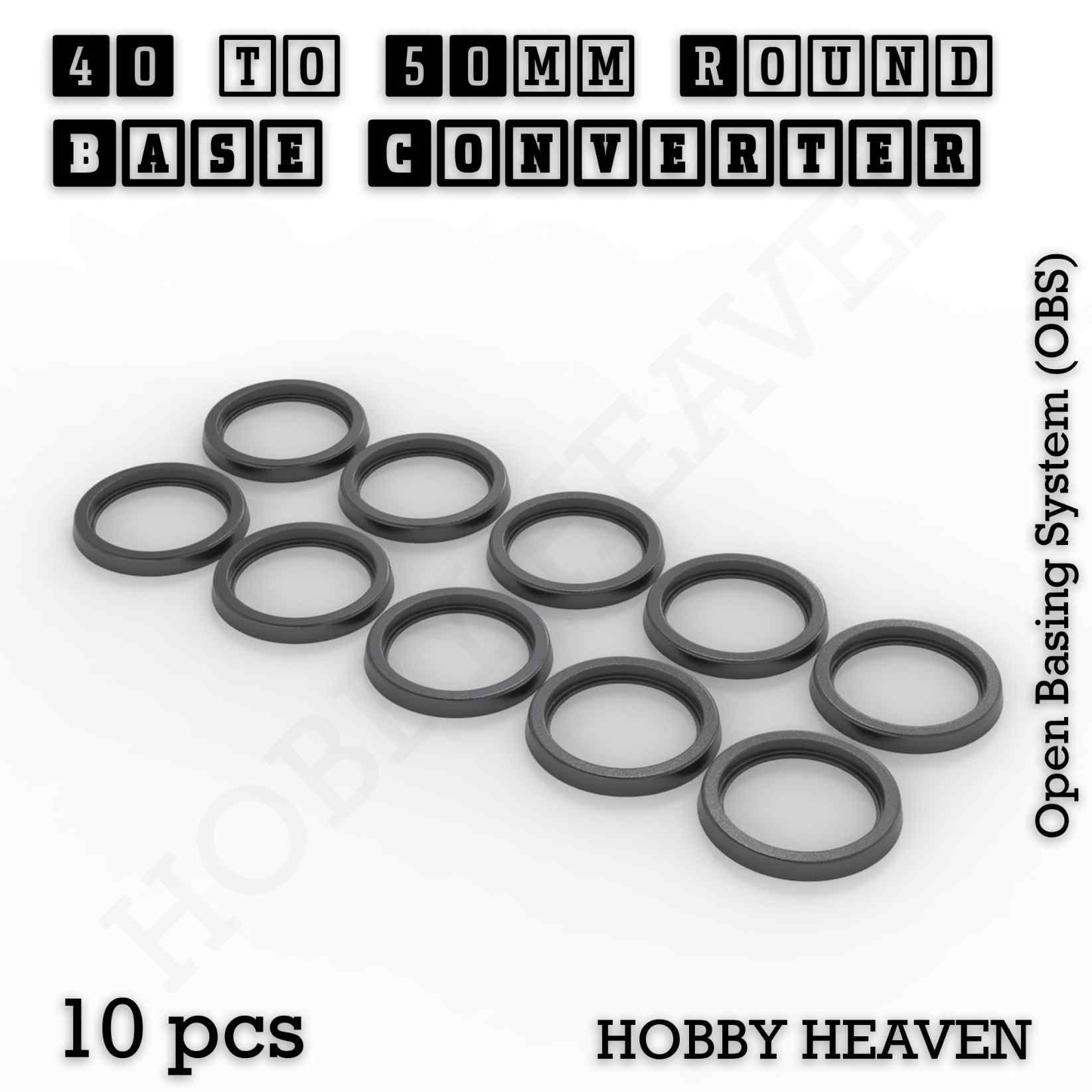 Base 40 to 50mm round bases Converters x10 pcs Round Bases Size Converters Round to Round 3d Print Full Range