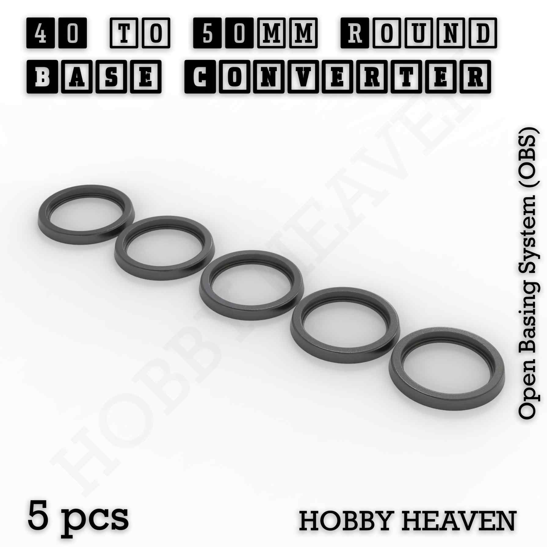 Base 40 to 50mm round bases Converters x5 pcs Round Bases Size Converters Round to Round 3d Print Full Range