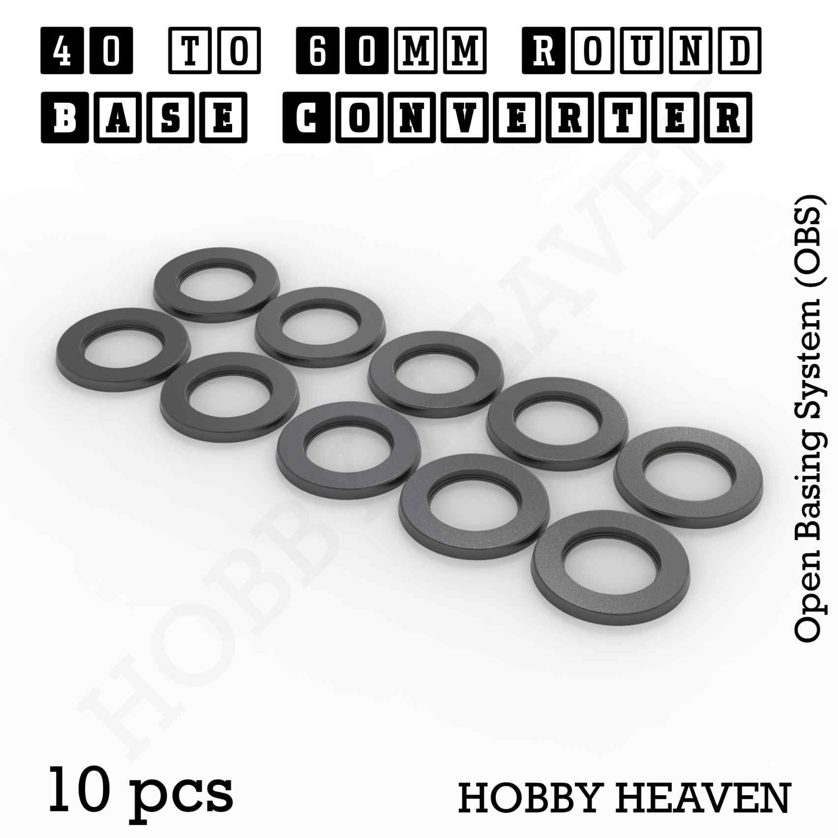 Base 40 to 60mm round bases Converters x10 pcs Round Bases Size Converters Round to Round 3d Print Full Range