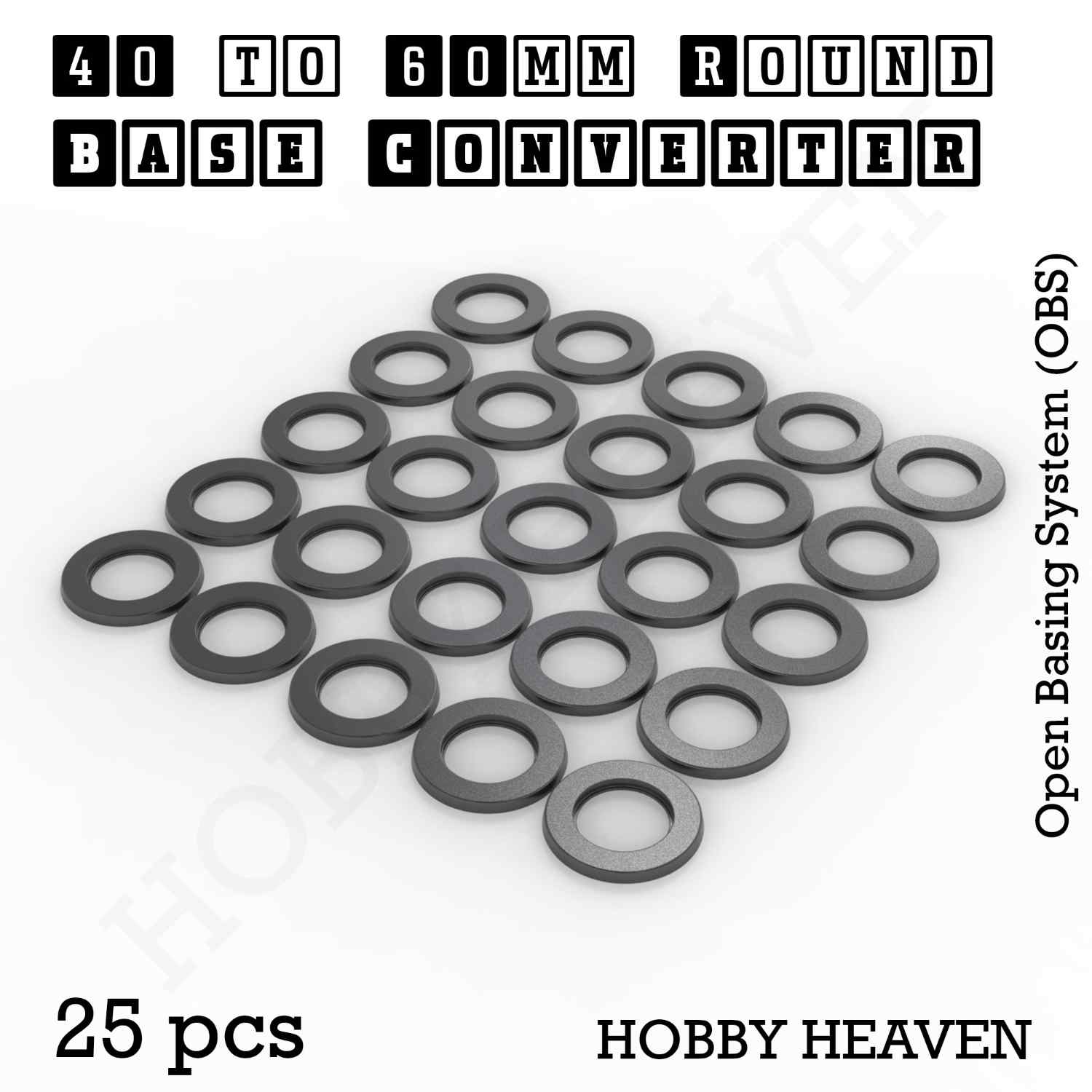 Base 40 to 60mm round bases Converters x25 pcs Round Bases Size Converters Round to Round 3d Print Full Range