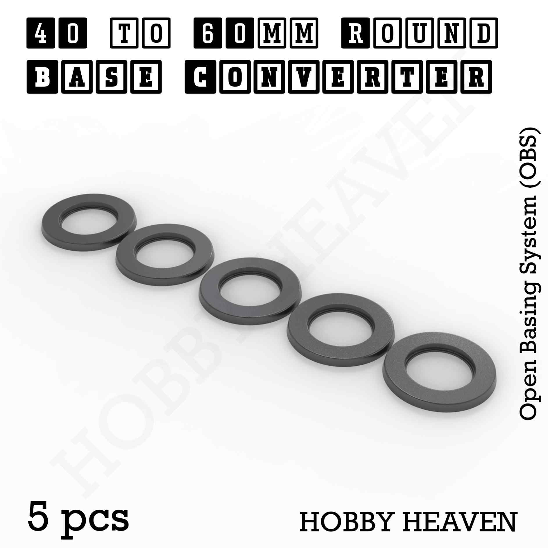 Base 40 to 60mm round bases Converters x5 pcs Round Bases Size Converters Round to Round 3d Print Full Range