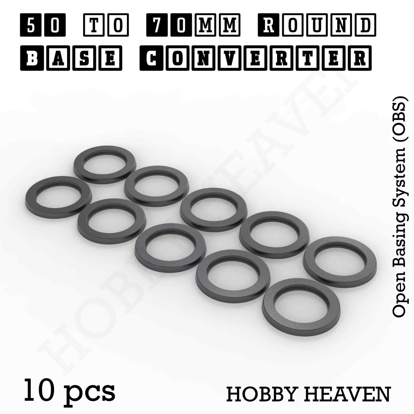 Base 50 to 70mm round bases Converters x10 pcs Round Bases Size Converters Round to Round 3d Print Full Range