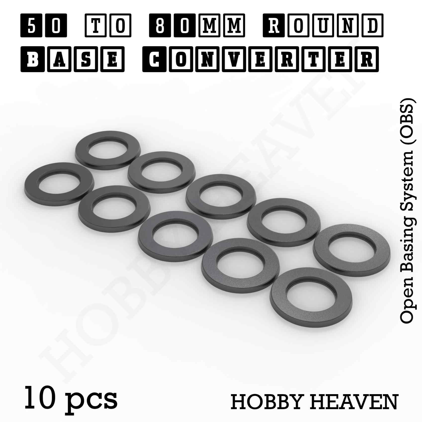 Base 50 to 80mm round bases Converters x10 pcs Round Bases Size Converters Round to Round 3d Print Full Range