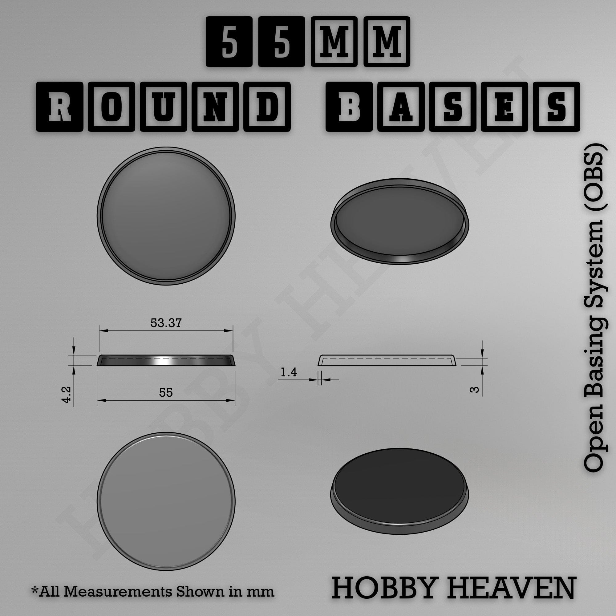 Base 55mm Round Textured Bases 3d Printed Infinty Compatible