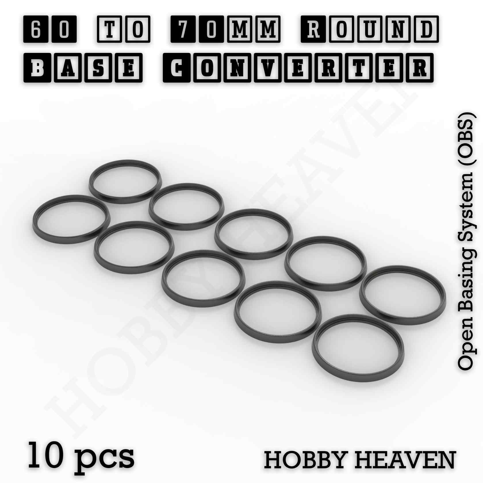 Base 60 to 70mm round bases Converters x10 pcs Round Bases Size Converters Round to Round 3d Print Full Range