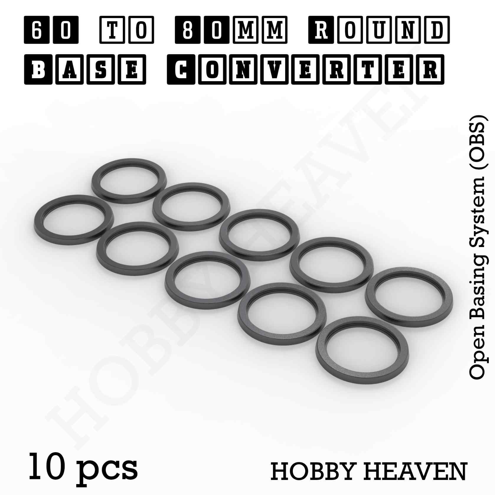 Base 60 to 80mm round bases Converters x10 pcs Round Bases Size Converters Round to Round 3d Print Full Range