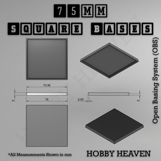 Base 75mm Square Textured Bases 3d Printed