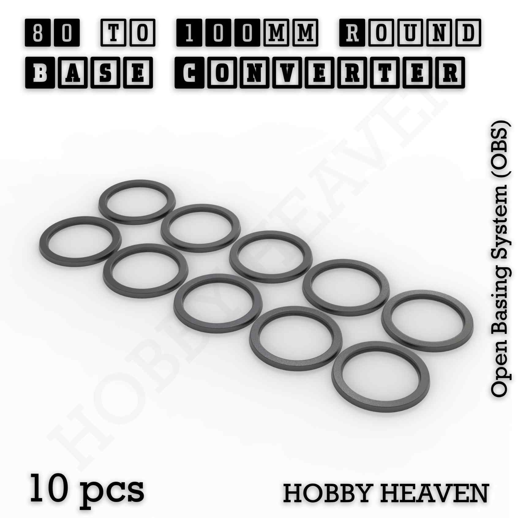 Base 80 to 100mm round bases Converters x10 pcs Round Bases Size Converters Round to Round 3d Print Full Range