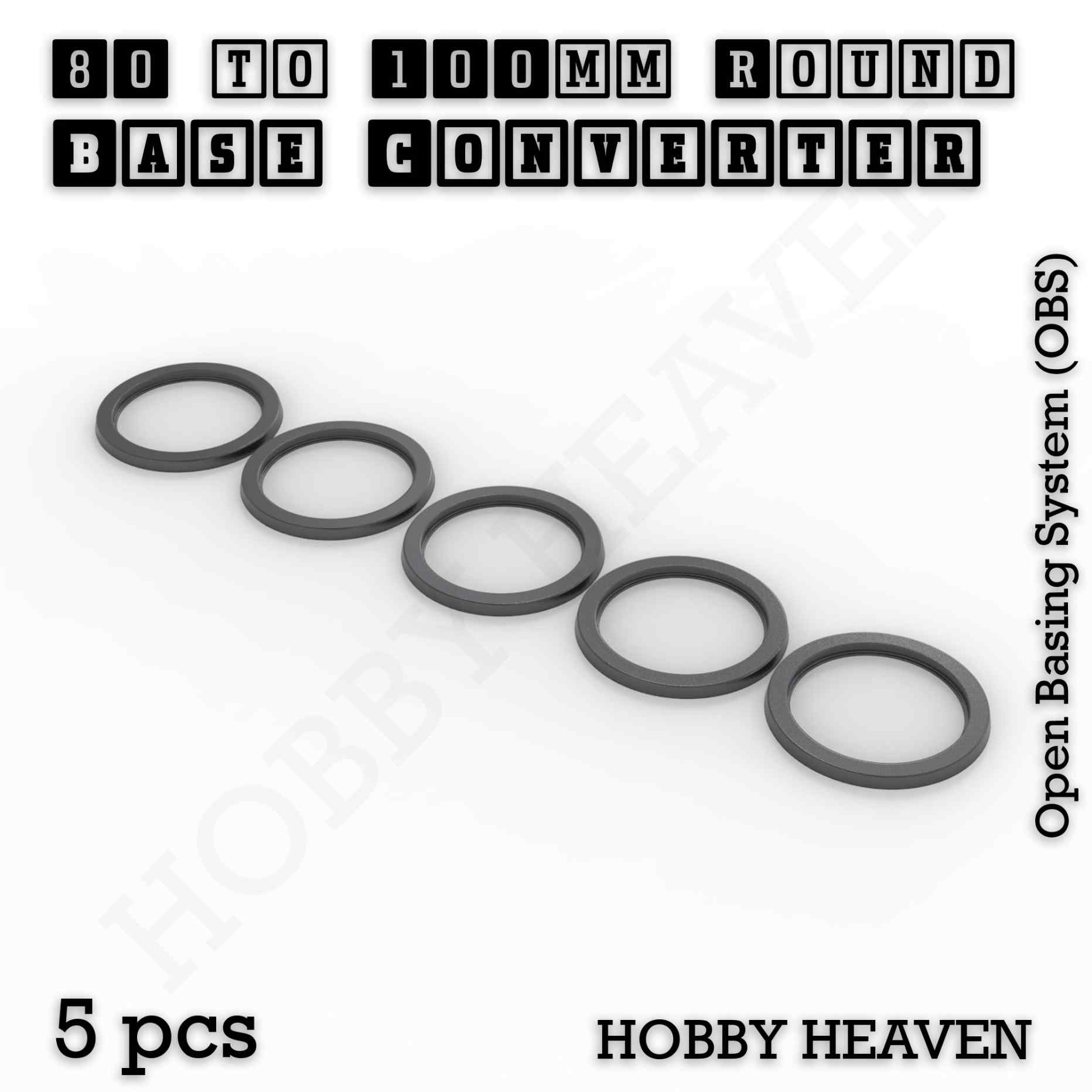 Base 80 to 100mm round bases Converters x5 pcs Round Bases Size Converters Round to Round 3d Print Full Range