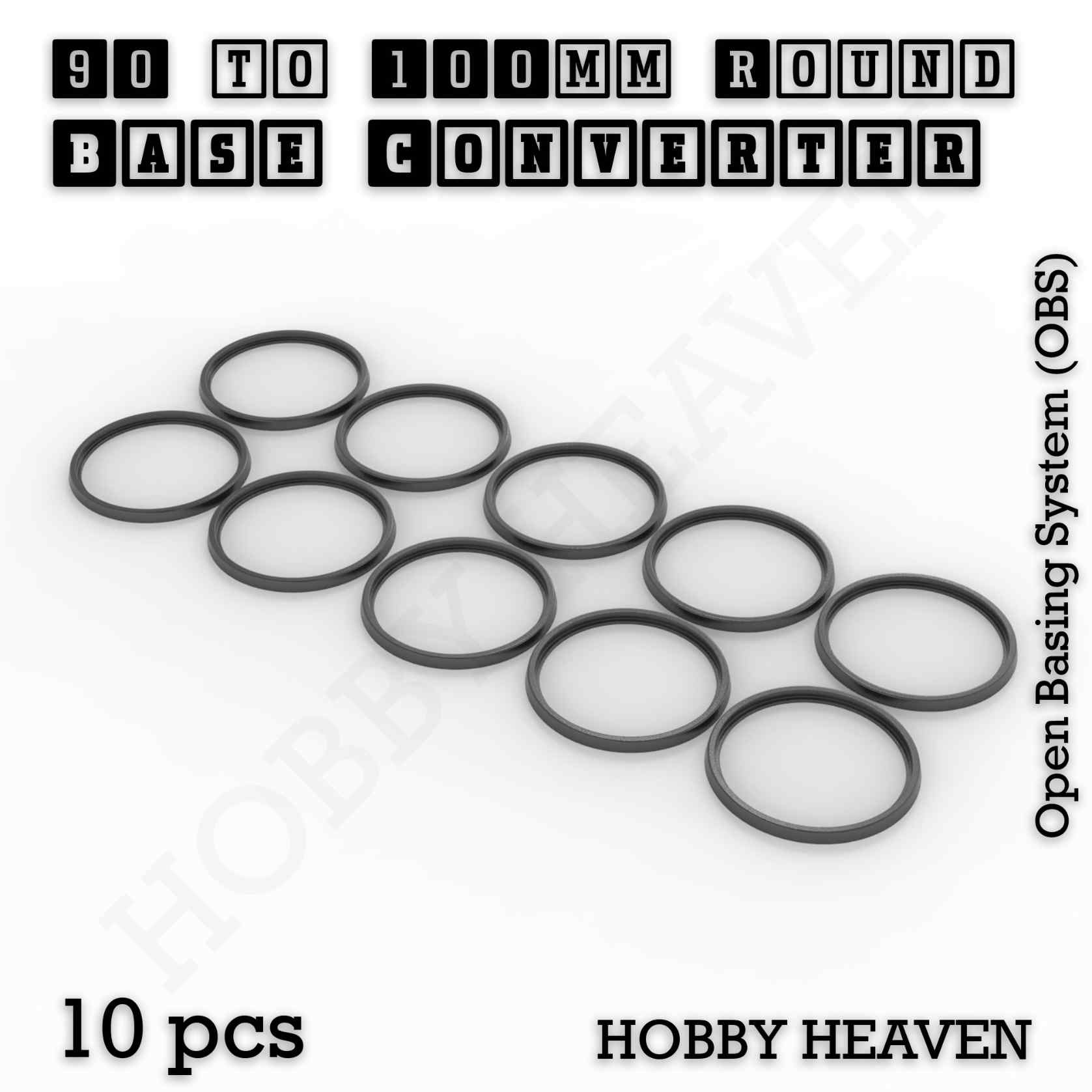 Base 90 to 100mm round bases Converters x10 pcs Round Bases Size Converters Round to Round 3d Print Full Range