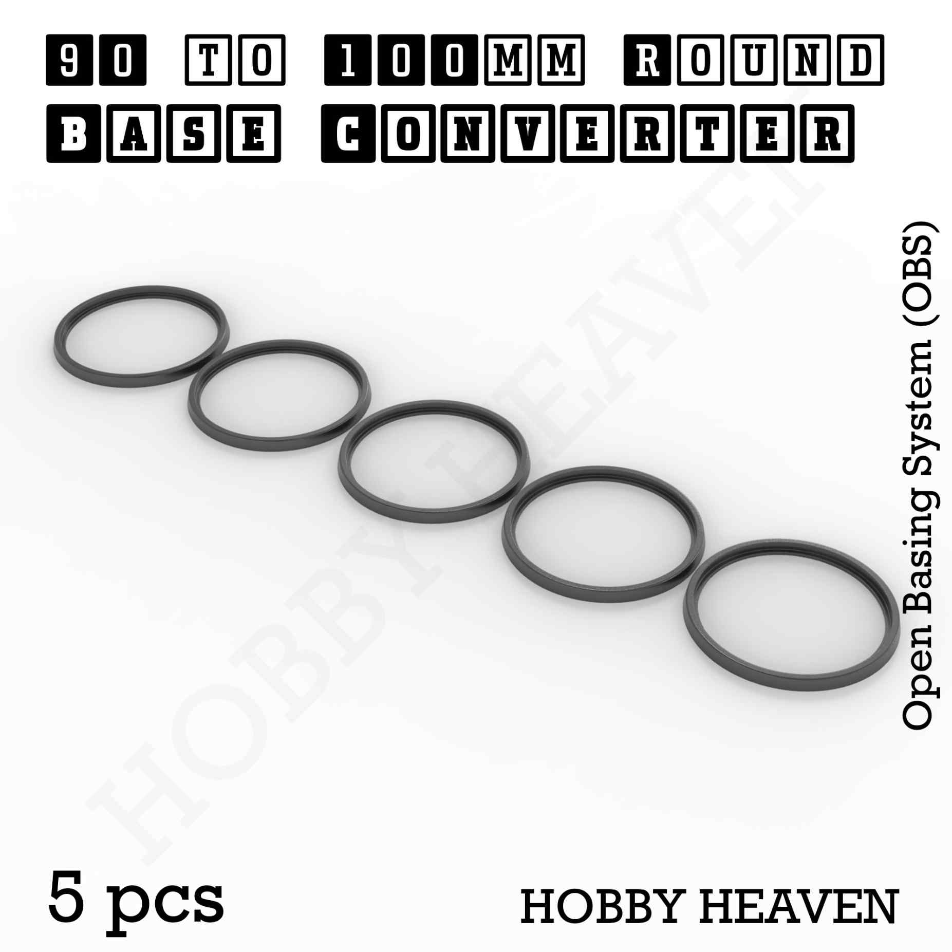 Base 90 to 100mm round bases Converters x5 pcs Round Bases Size Converters Round to Round 3d Print Full Range