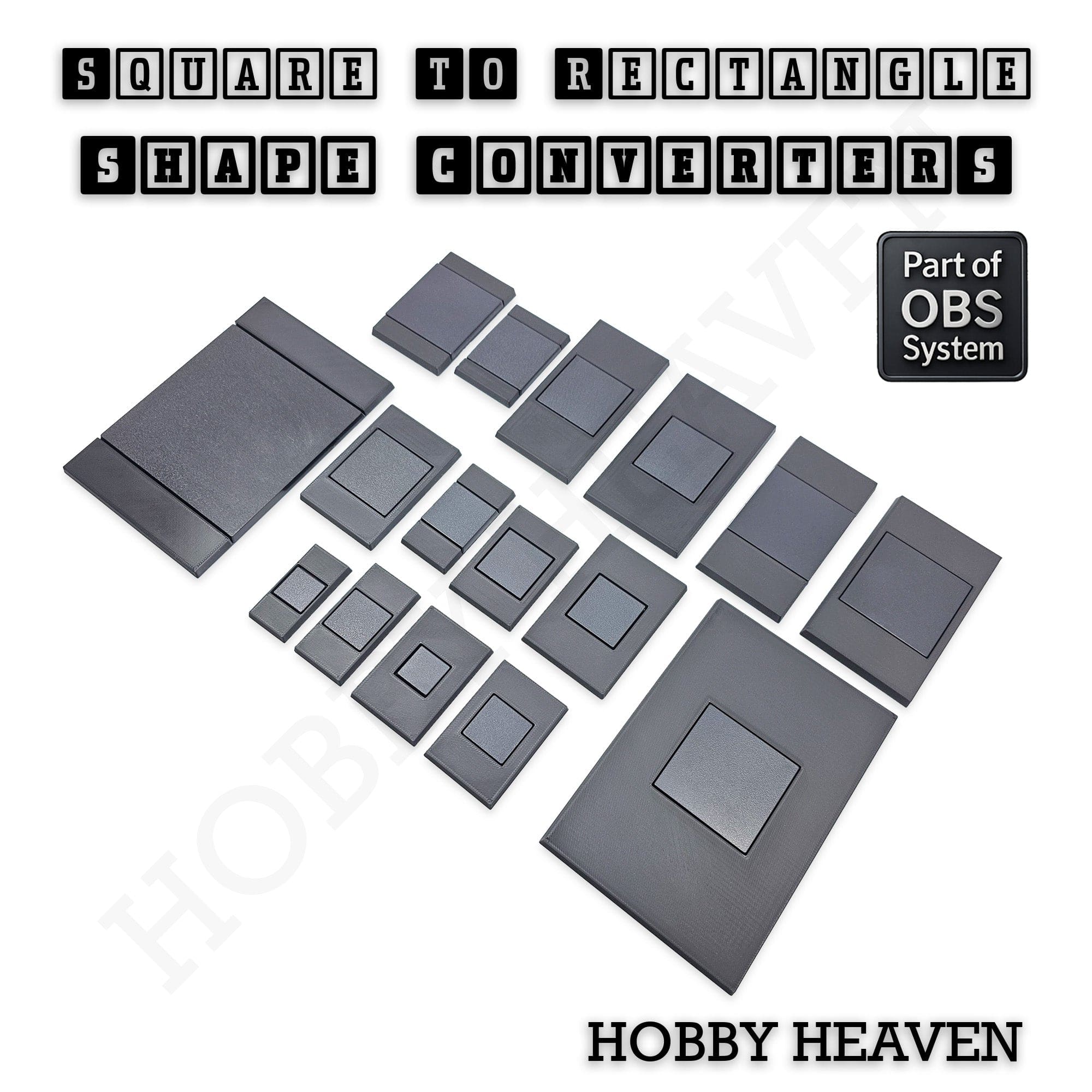 Base Square to Rectangle Bases Size Converters 3d Print Full Range