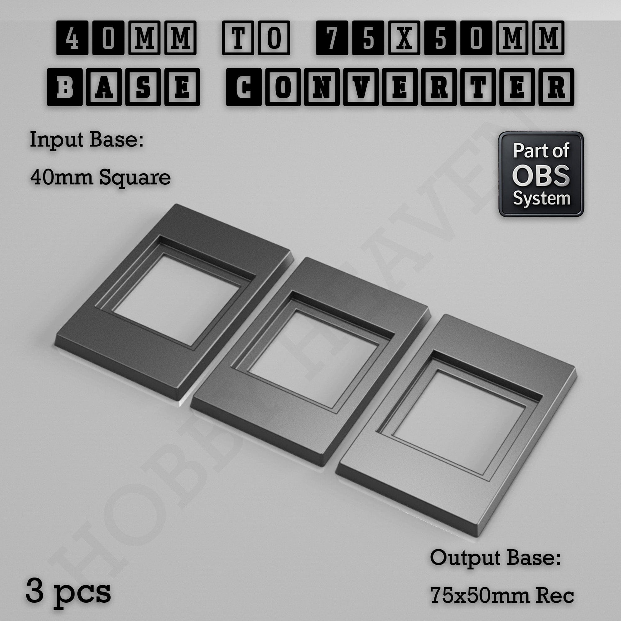 Base Square to Rectangle Bases Size Converters 3d Print Full Range