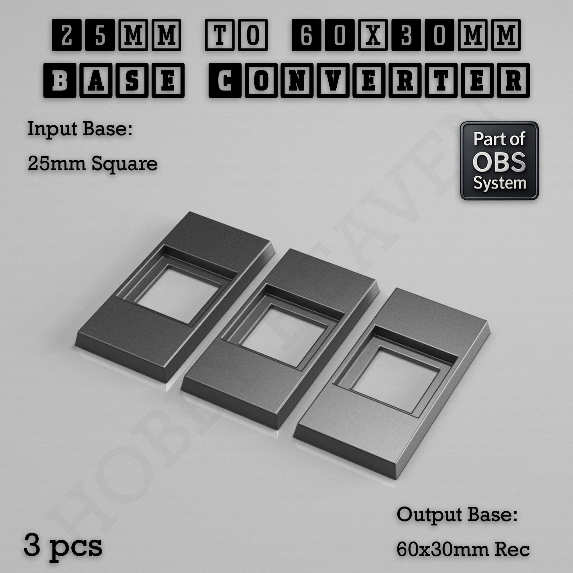 Base Square to Rectangle Bases Size Converters 3d Print Full Range