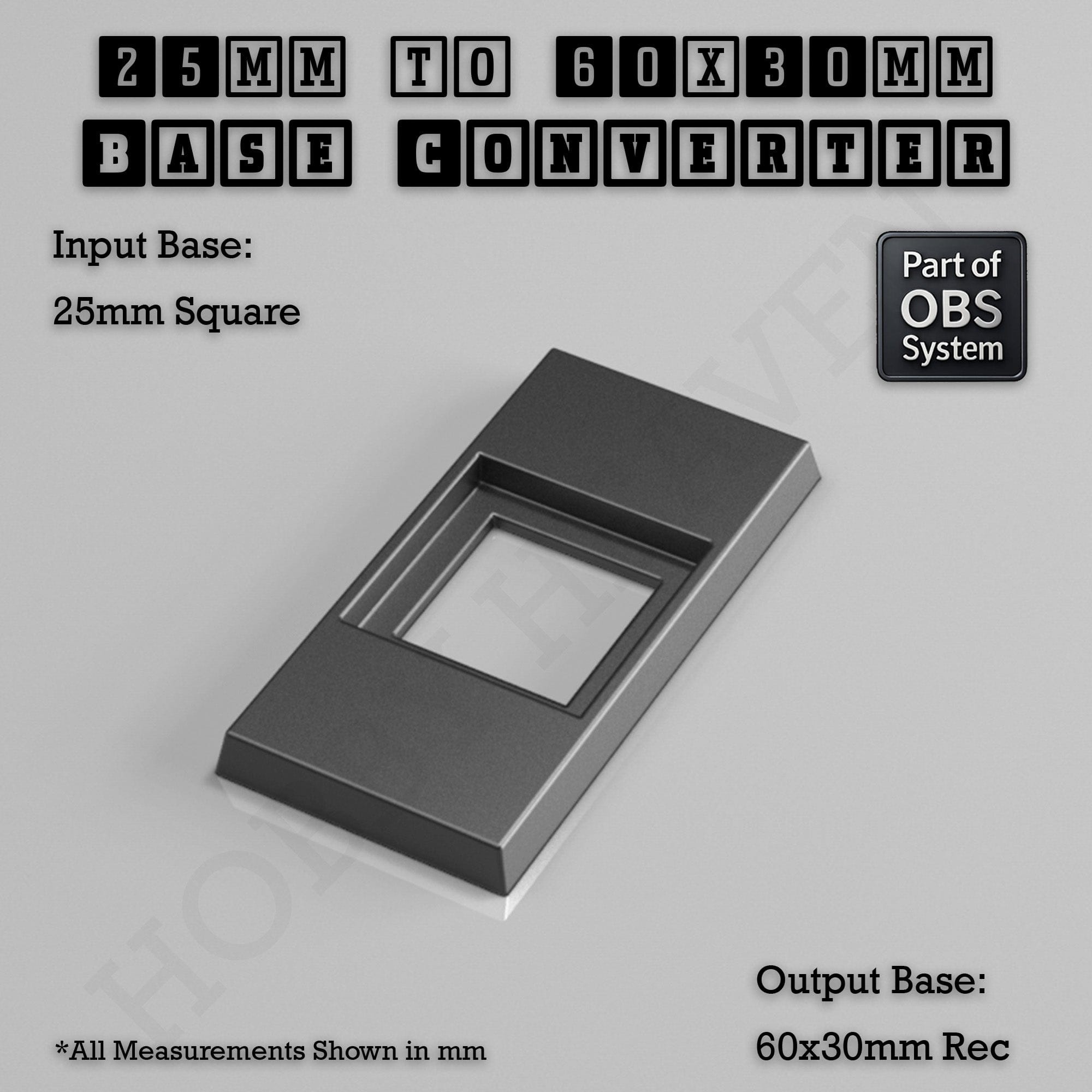 Base Square to Rectangle Bases Size Converters 3d Print Full Range