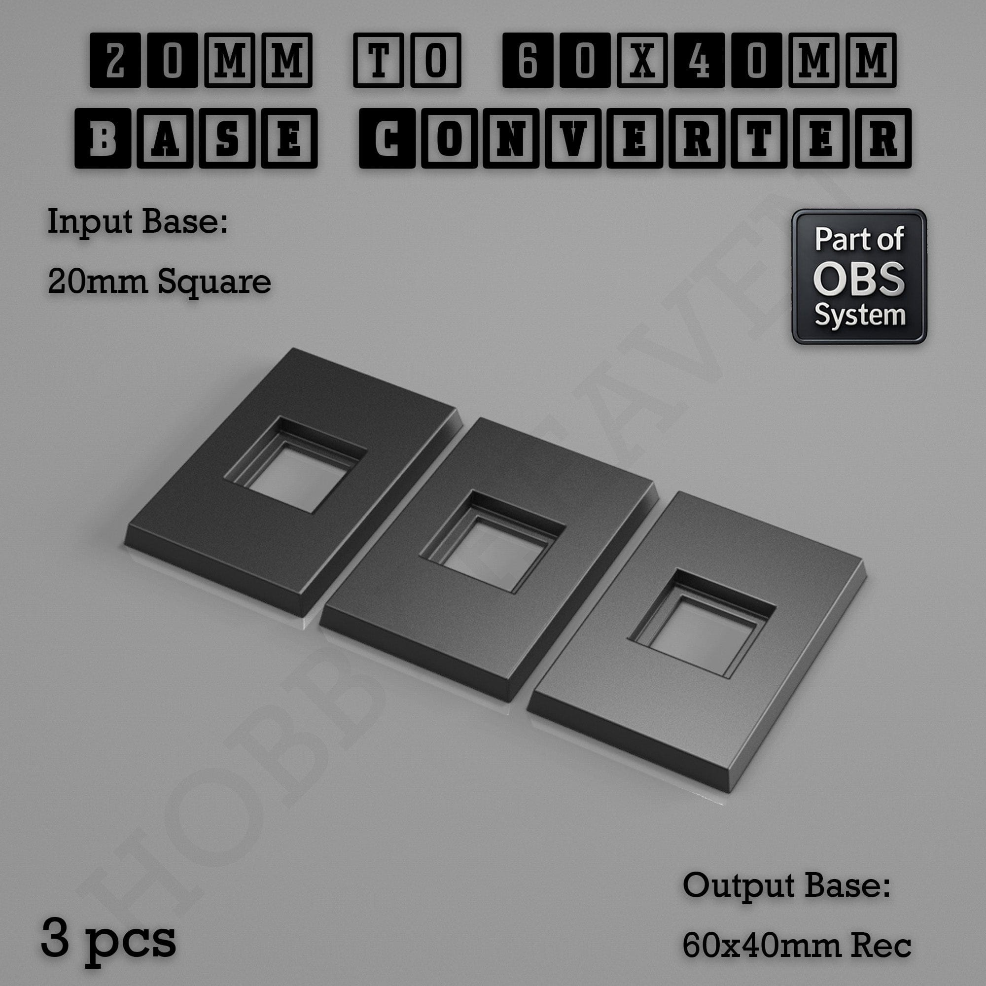 Base Square to Rectangle Bases Size Converters 3d Print Full Range
