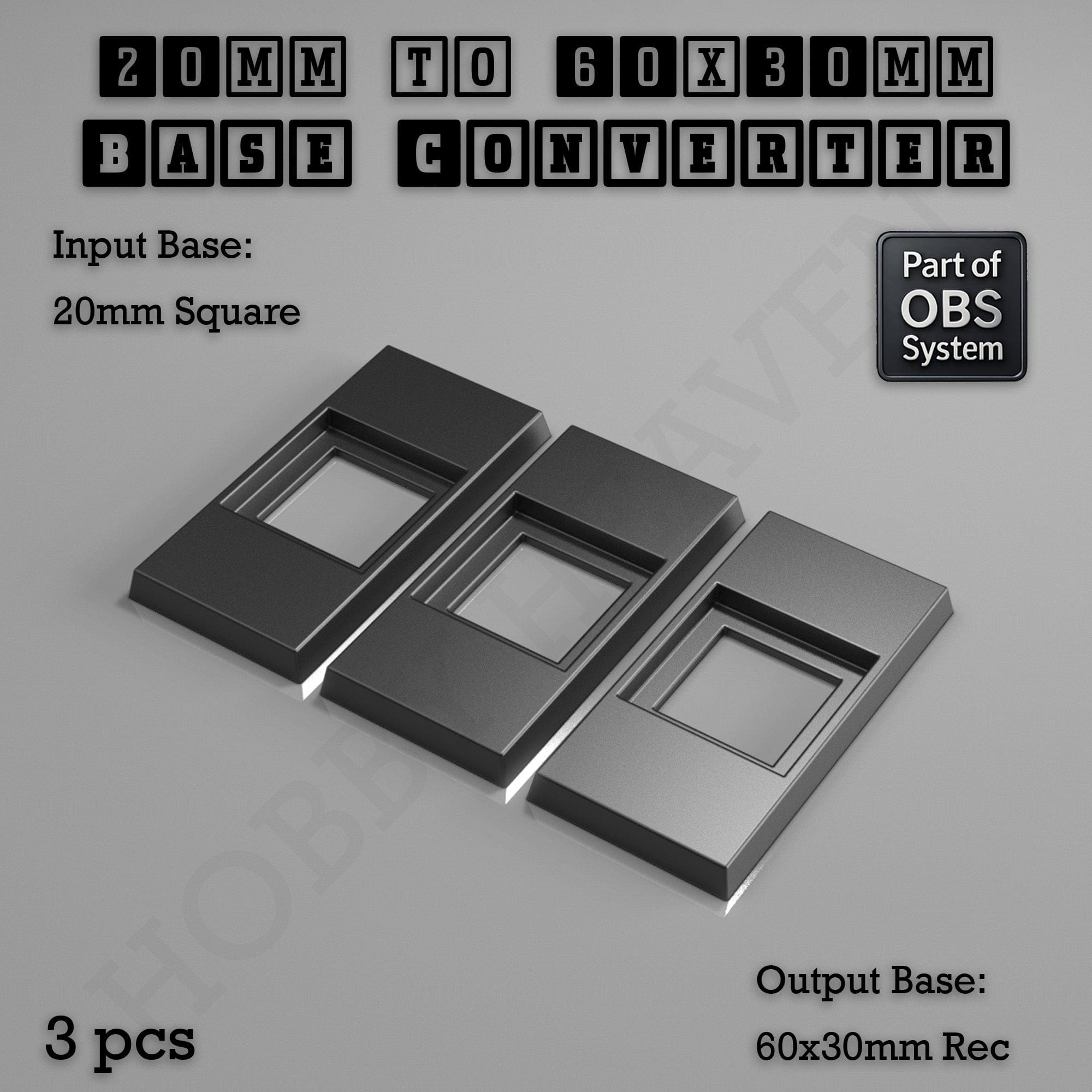 Base Square to Rectangle Bases Size Converters 3d Print Full Range
