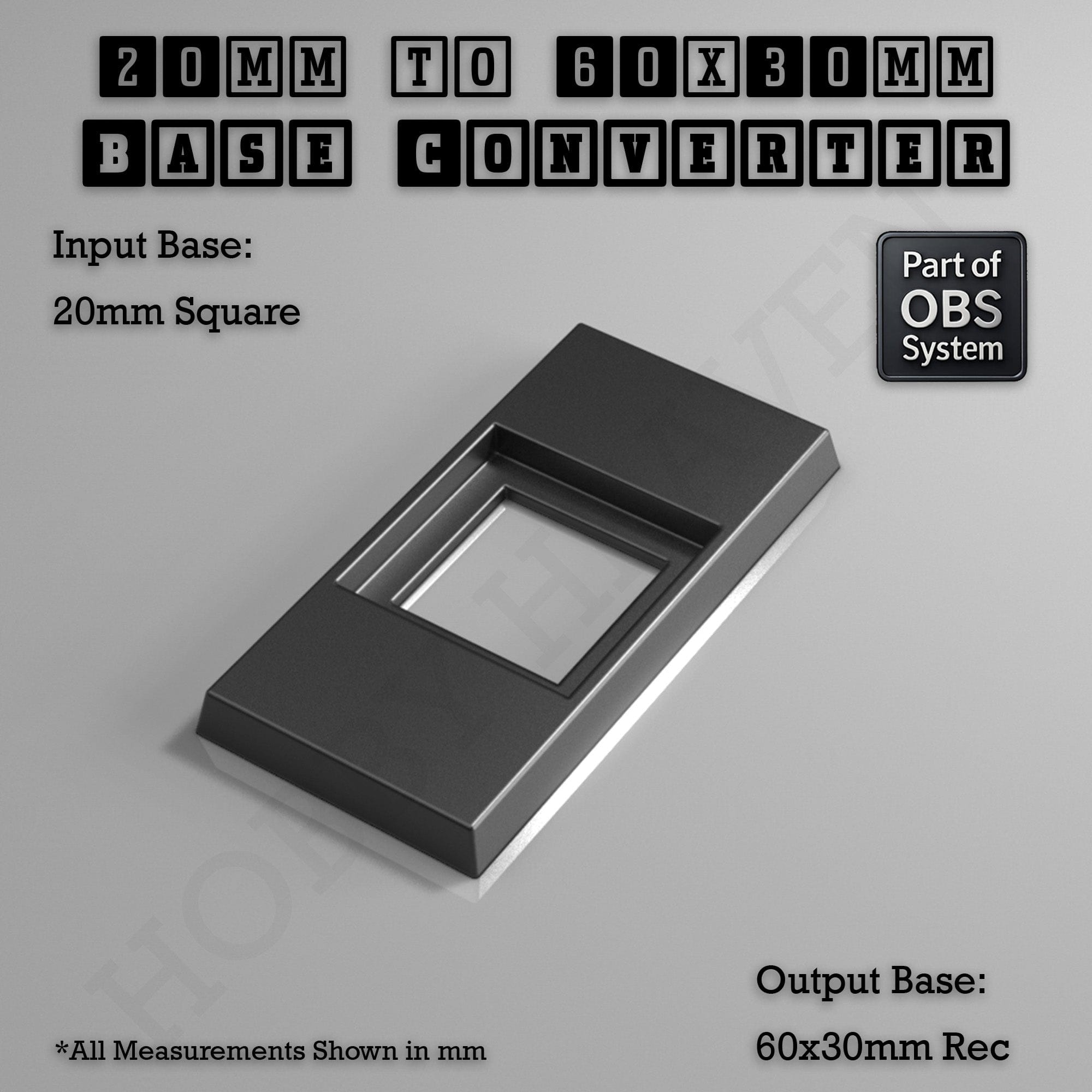 Base Square to Rectangle Bases Size Converters 3d Print Full Range