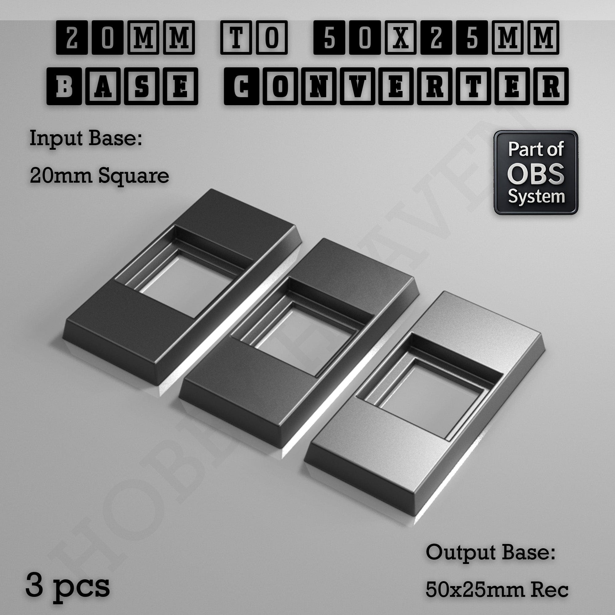 Base Square to Rectangle Bases Size Converters 3d Print Full Range