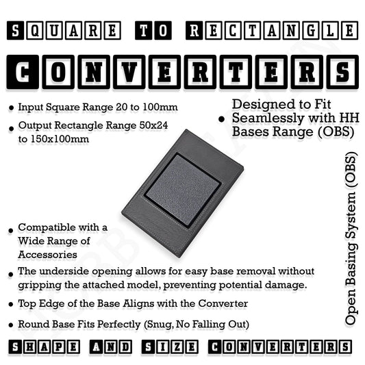 Base Square to Rectangle Bases Size Converters 3d Print Full Range