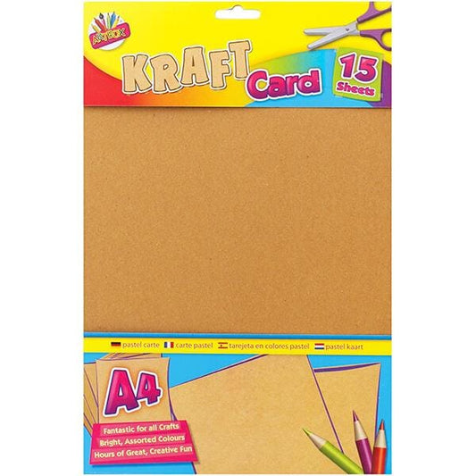 Arts & Crafts > Paper & Craft Materials > Paper > Card Paper Children's Pack of 15 A4 Kraft Card Sheets for Arts & Crafts 5013922068848
