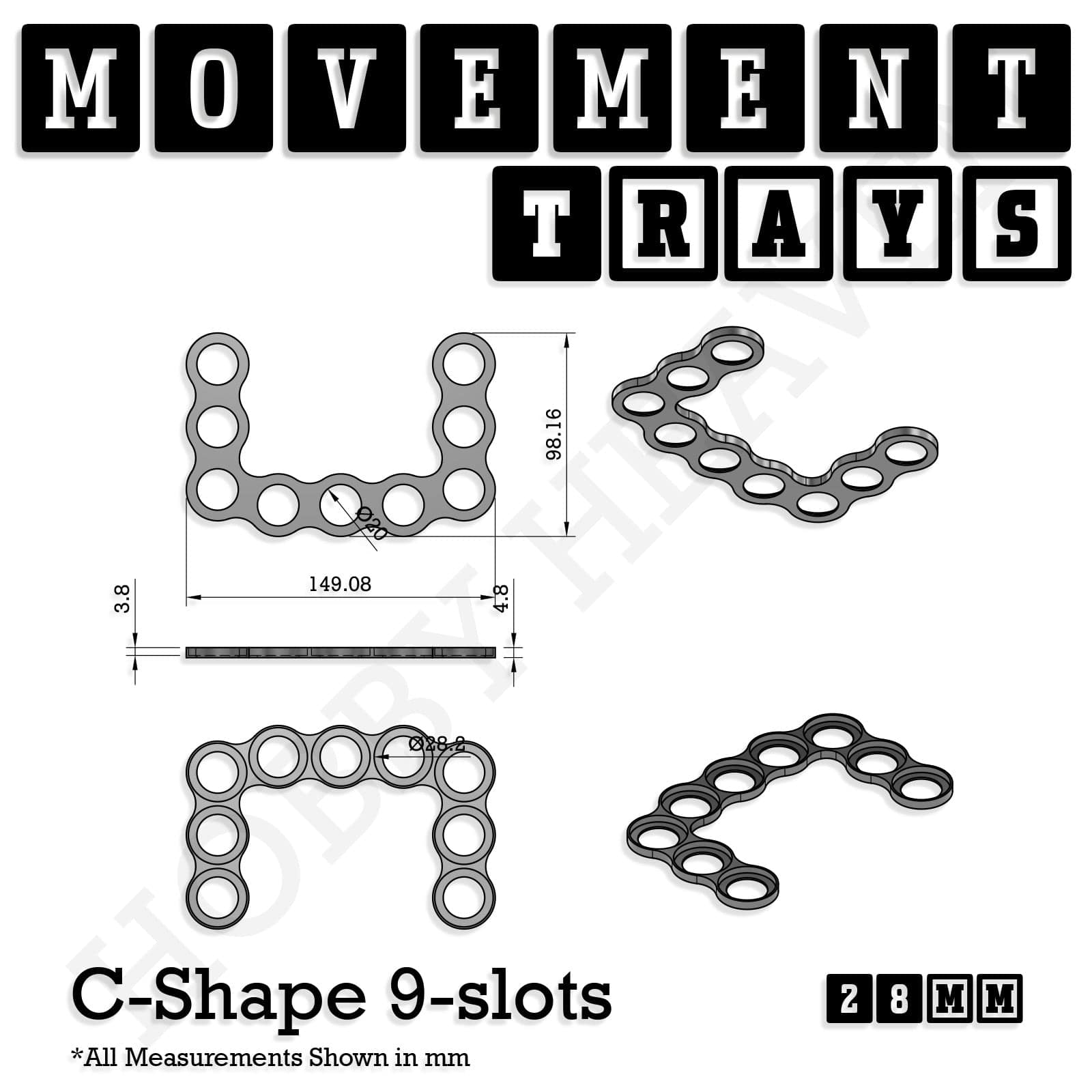 Movement Tray 28mm Movement Trays for Tabletop Games | Wargaming | Full Range
