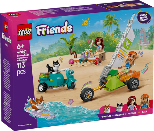 Curious Minds Toys & Games > Toys > Construction Toys > Interlocking Blocks > LEGO > Friends Lego Friends 42641 Surfing Dogs & Scooter Adventure Playset for Age 6+