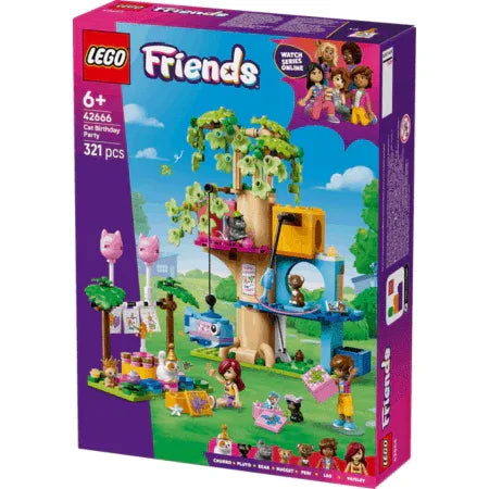 Curious Minds Toys & Games > Toys > Construction Toys > Interlocking Blocks > LEGO > Friends Lego Friends 42666 Cat Birthday Party & Tree House for Ages 6 and Up