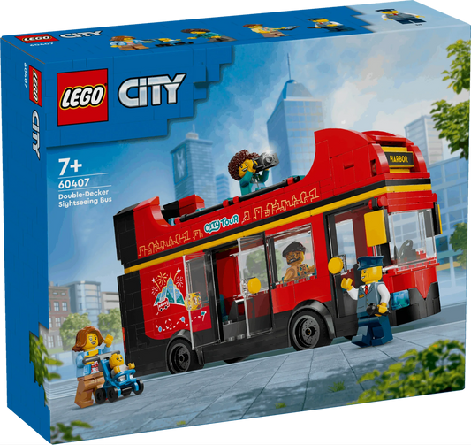 Curious Minds Toys & Games > Toys > Construction Toys > Interlocking Blocks > LEGO > LEGO City Lego City 60407 Red Double-Decker Sightseeing Bus Playset for Ages 7+
