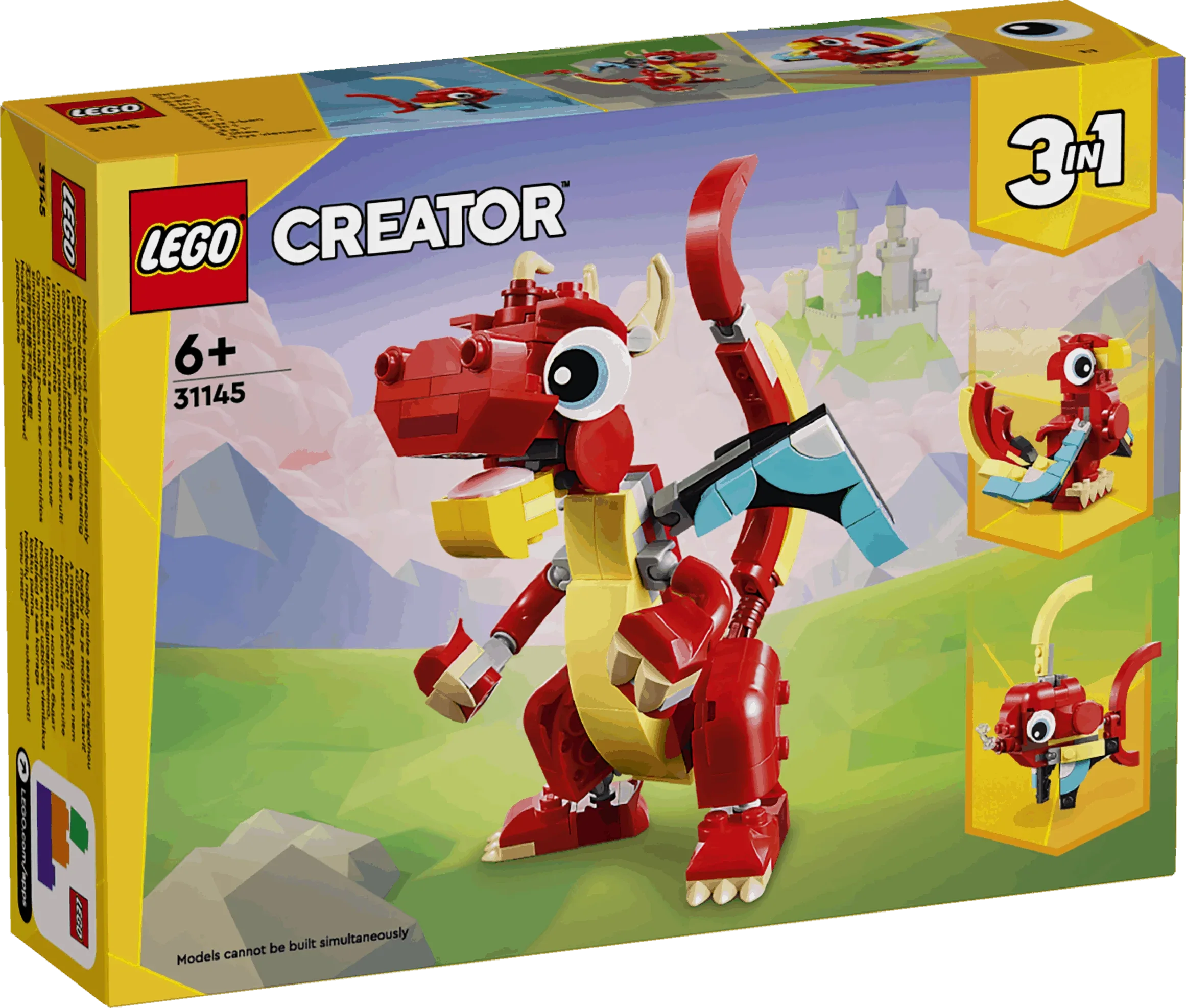 Curious Minds Toys & Games > Toys > Construction Toys > Interlocking Blocks > LEGO > LEGO Creator Lego Creator 3 in 1 31145 Red Dragon Buildable Playset for Ages 6 & Up