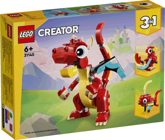 Curious Minds Toys & Games > Toys > Construction Toys > Interlocking Blocks > LEGO > LEGO Creator Lego Creator 3 in 1 31145 Red Dragon Buildable Playset for Ages 6 & Up