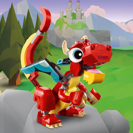 Curious Minds Toys & Games > Toys > Construction Toys > Interlocking Blocks > LEGO > LEGO Creator Lego Creator 3 in 1 31145 Red Dragon Buildable Playset for Ages 6 & Up