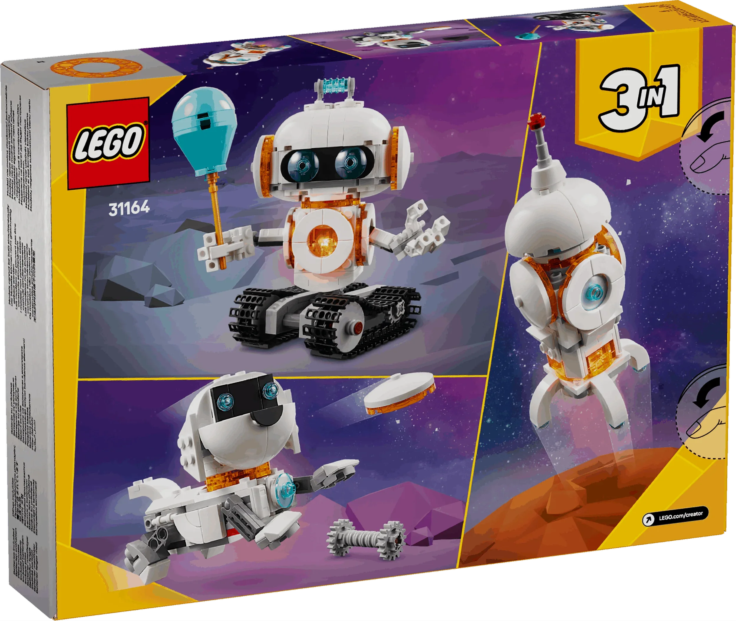 Curious Minds Toys & Games > Toys > Construction Toys > Interlocking Blocks > LEGO > LEGO Creator Lego Creator 3 in 1 31164 Space Robot Rebuildable Toy for Ages 8 & Up