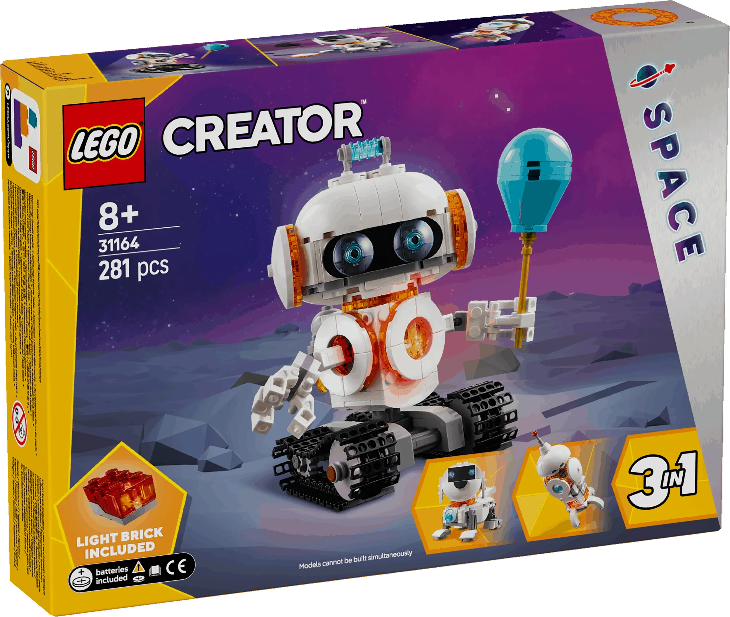 Curious Minds Toys & Games > Toys > Construction Toys > Interlocking Blocks > LEGO > LEGO Creator Lego Creator 3 in 1 31164 Space Robot Rebuildable Toy for Ages 8 & Up